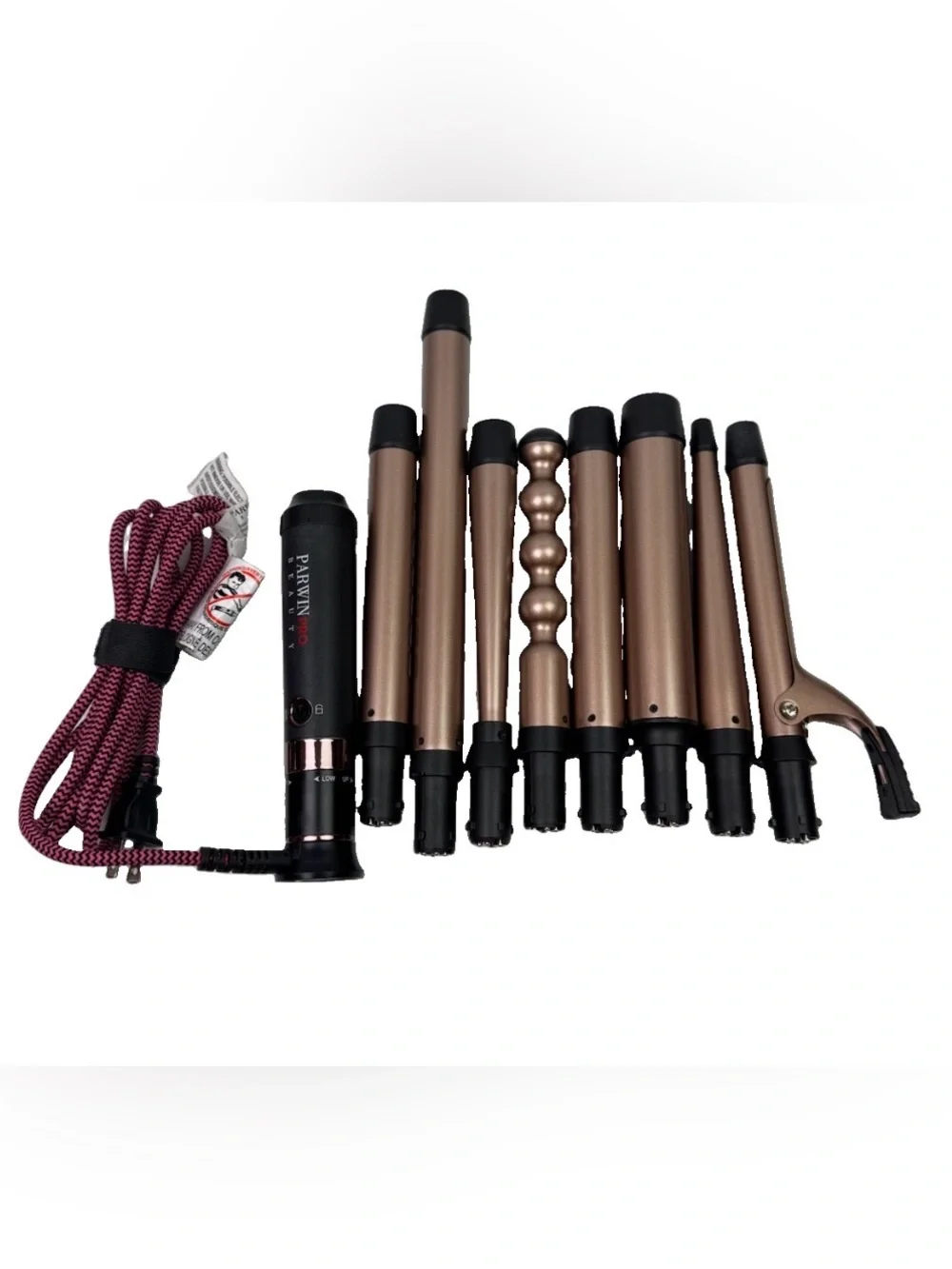 Parwin Pro Beauty 8-in-1 Curling Iron Set Rose Gold 8 Interchangeable Barrels In